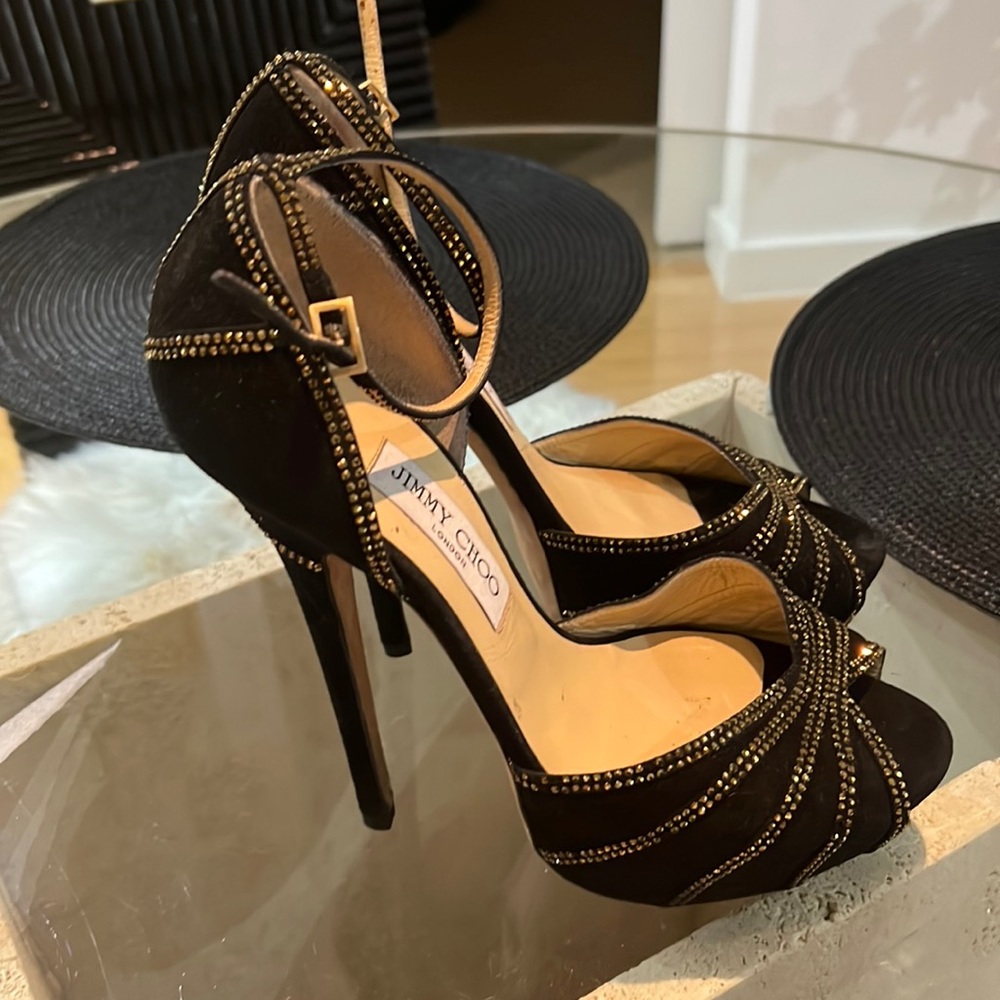 Jimmy Choo Swarovski studded platform heeled sandal